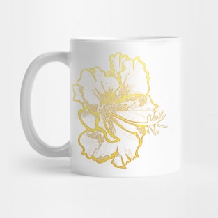 Gold Tropical Hibiscus Flower Mug